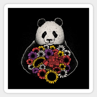 Black and White Panda With Flower by Tobe Fonseca Magnet